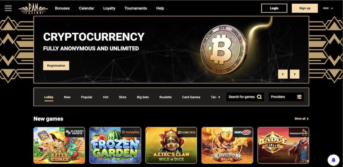 Pan Casino main page